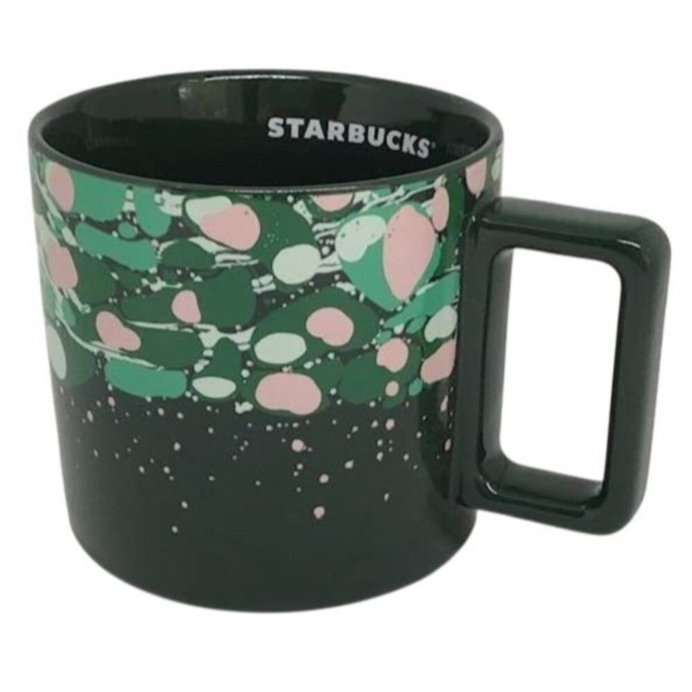 Starbucks Coffee Mug Green Pink 12 oz 2022 Forest Venetian Holiday BWB 22